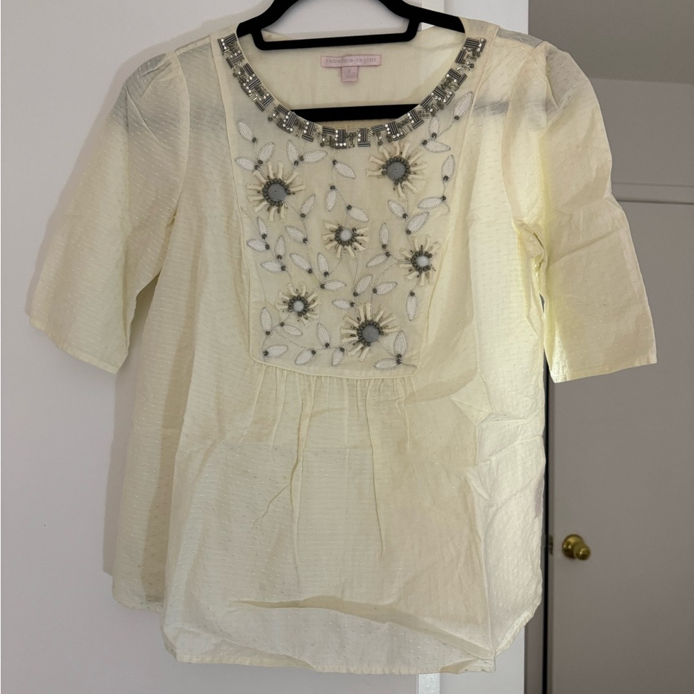 Rebecca Taylor embroidered beaded blouse